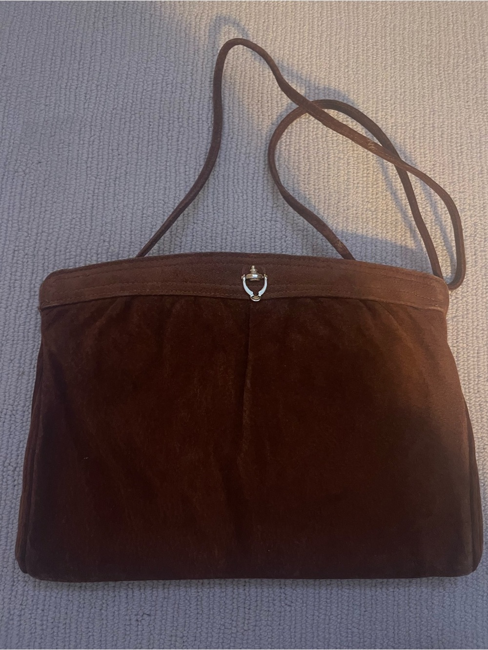 Vintage Classic Brown Suede Shoulder Bag c21